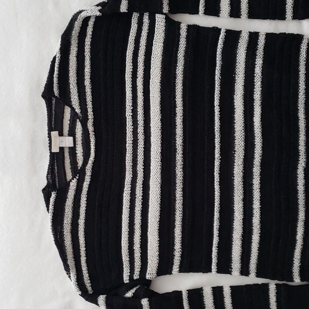 Chicos Black and White Striped Sweater